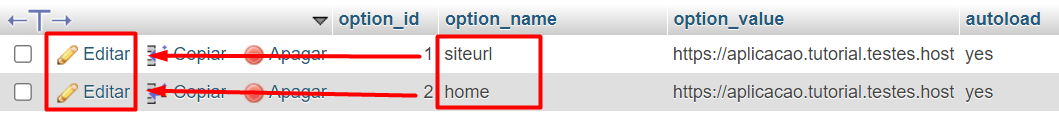Editar url domínio wordpress via phpmyadmin