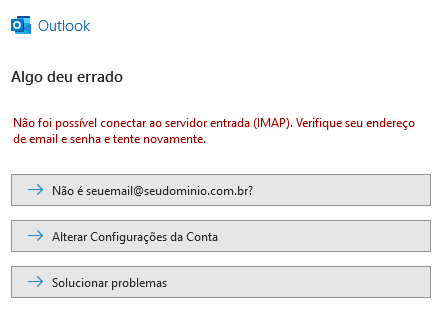 Alterar configurações da conta no outlook