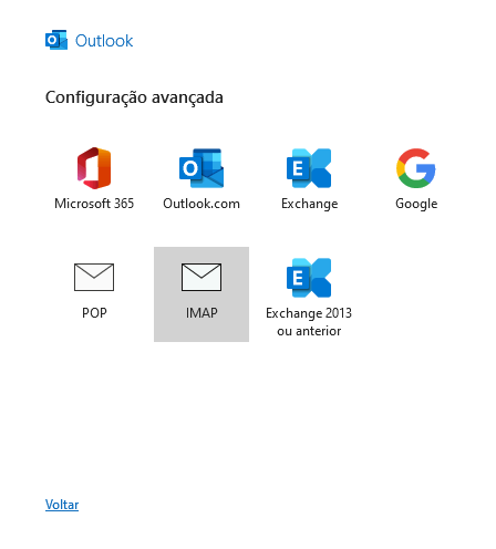 Escolha do protocolo de e-mail