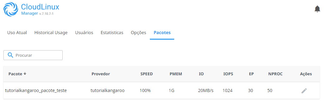 Ajustar limites pacote recursos WHM