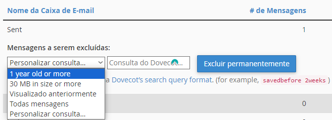 Excluir mensagens antigas limpeza e-mail cPanel