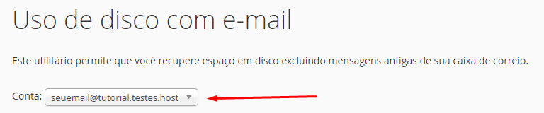Selecao de conta para limpeza de e-mail cPanel