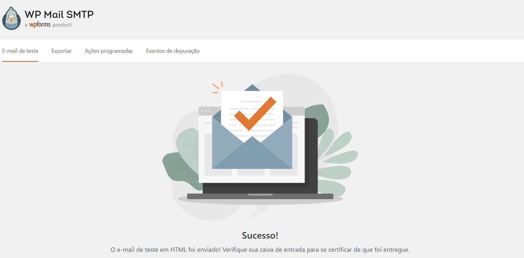 Email enviado com sucessp wp mail smtp