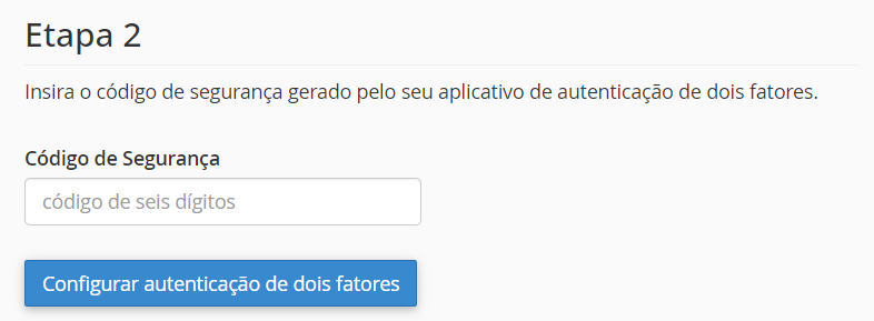 Confirmar autenticação dois fatores