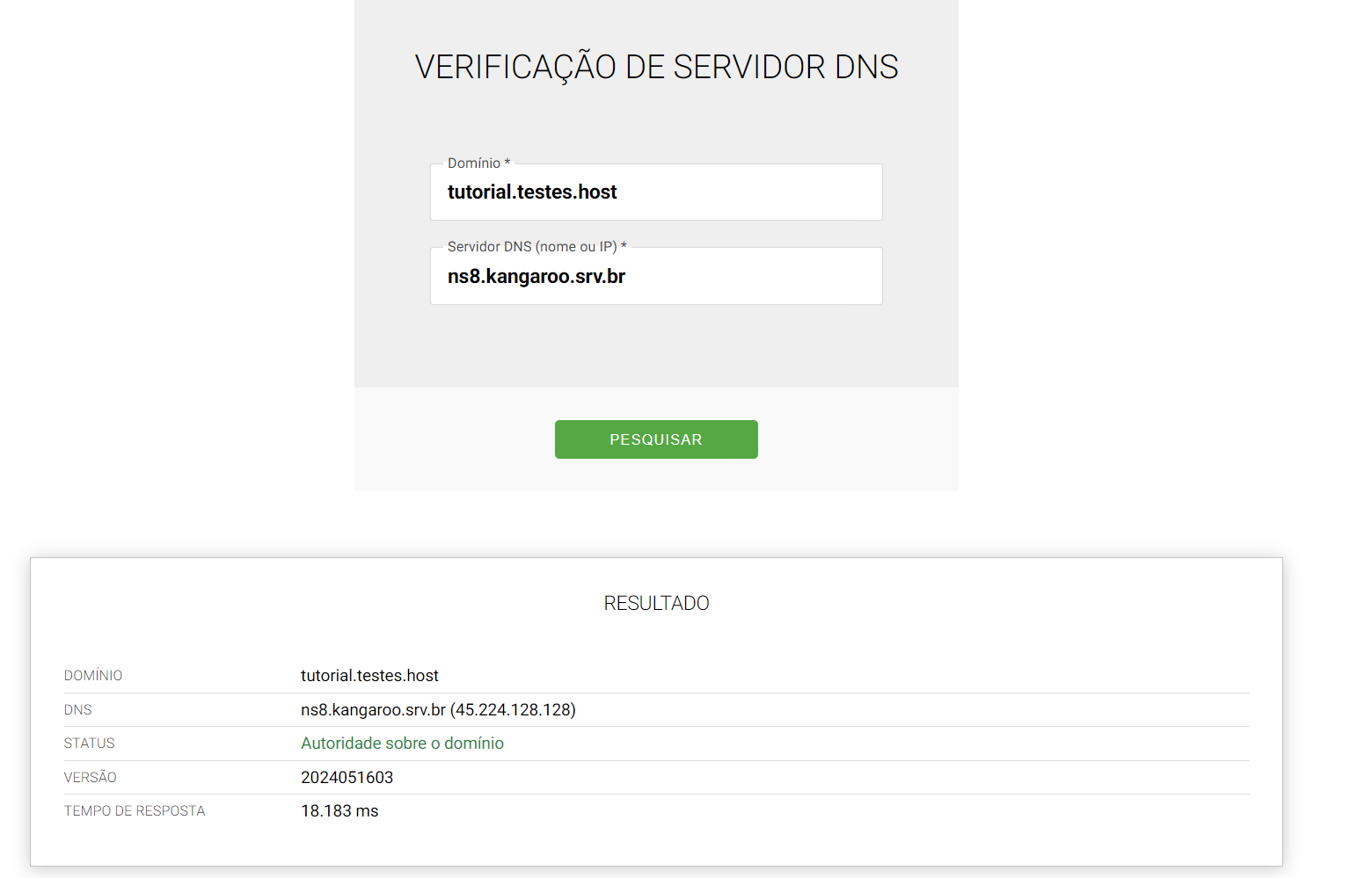 Autoridade sobre o domínio ferramenta DNS RegistroBR