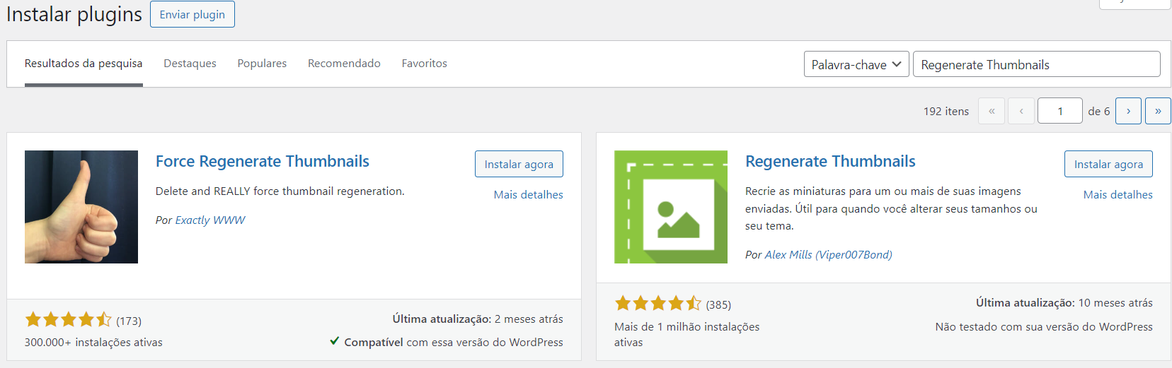 Plugin Regenerate Thumbnails de imagens