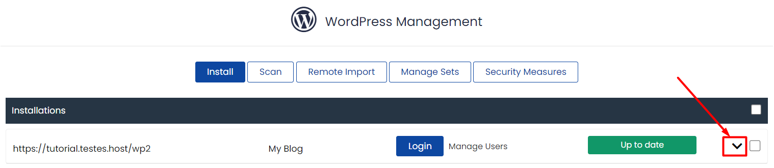 Opcoes Softaculous Wordpress manager