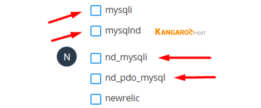 Extensões no Select PHP Version